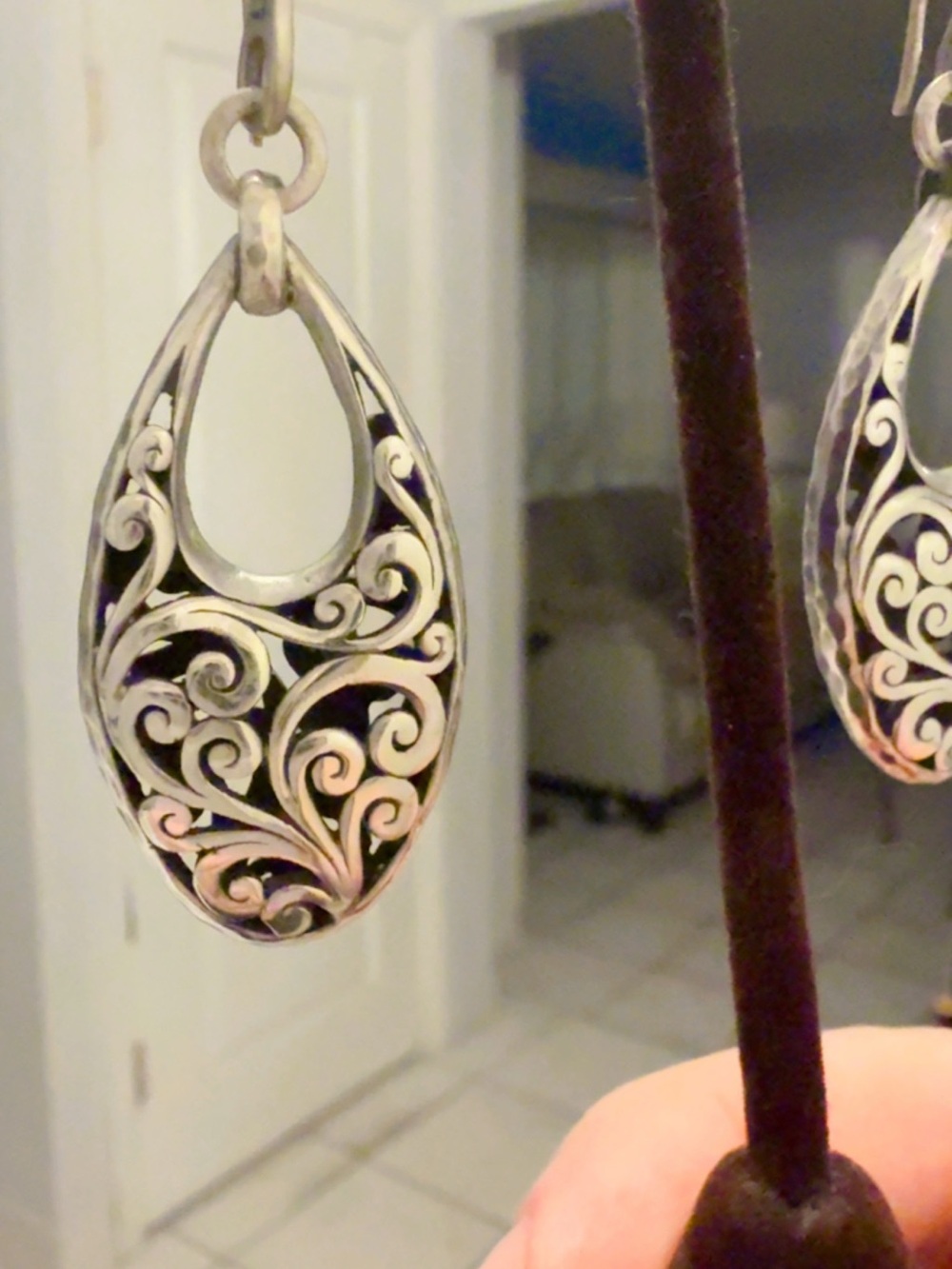 Lois Hill Sterling Silver Filigree Teardrop Earrings - Silver - Picture 2 of 3